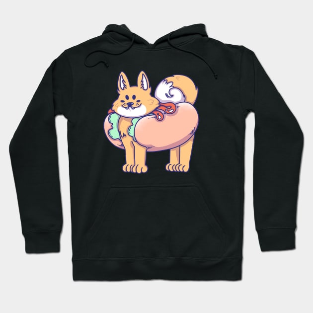 Shiba Inu Hot Dog Hoodie by wobigon